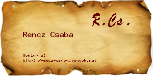 Rencz Csaba névjegykártya